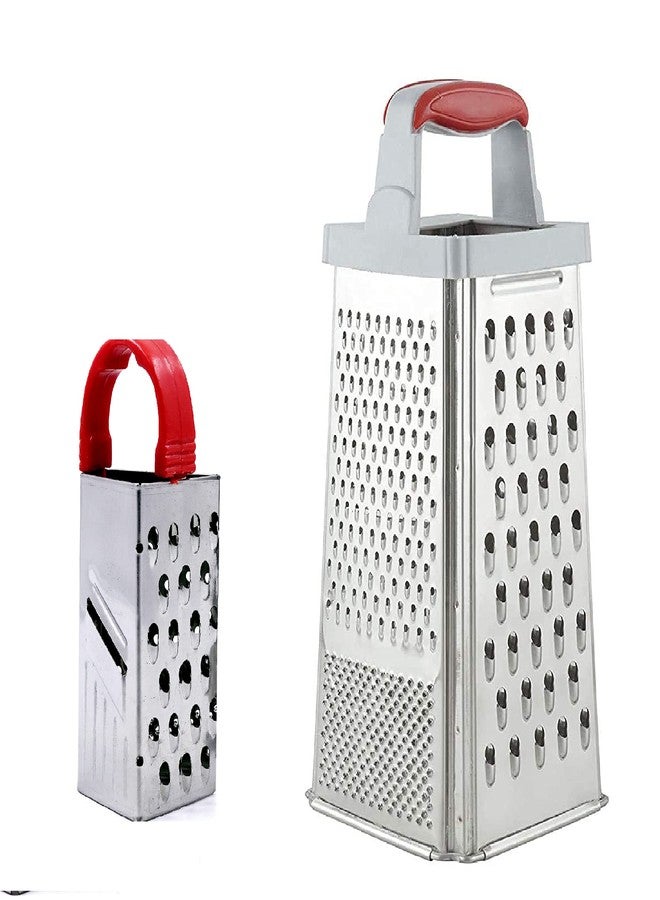 JASCO Stainless Steel Grater and Slicer Masher Chopper for Vegetable and Fruits and Small Ginger/Garlic/Cheese Grater for Kitchen Combo of 2 - Image 1